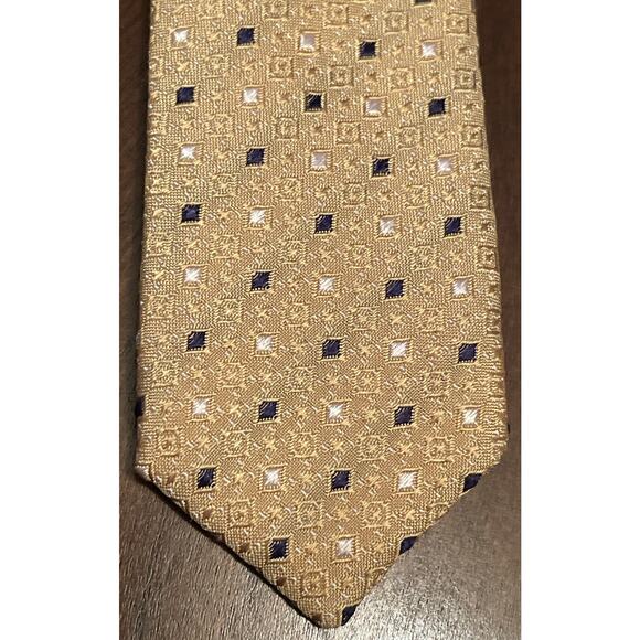 Federico Bertarelli Italy Gold Blue 100% Silk Men’s Meck Tie Made In Italy - Picture 6 of 10